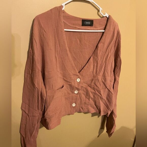 Cider gauze button front crop top M - Picture 3 of 7